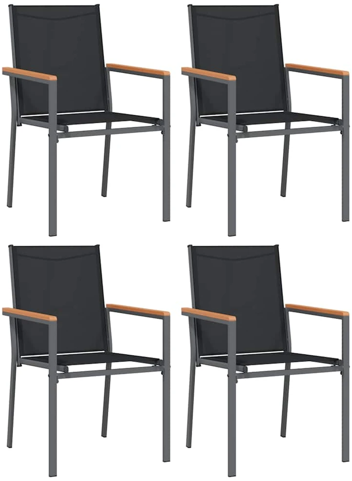 Lauko baldų komplektas Sodo valgomojo komplektas, 5 dalių, juodas, tekstilenas/plienas