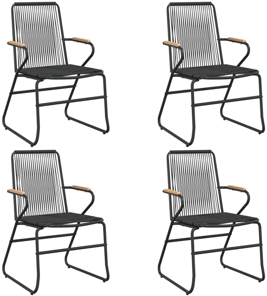 Lauko baldų komplektas Sodo valgomojo komplektas, 5 dalių, juodas, PVC ratanas