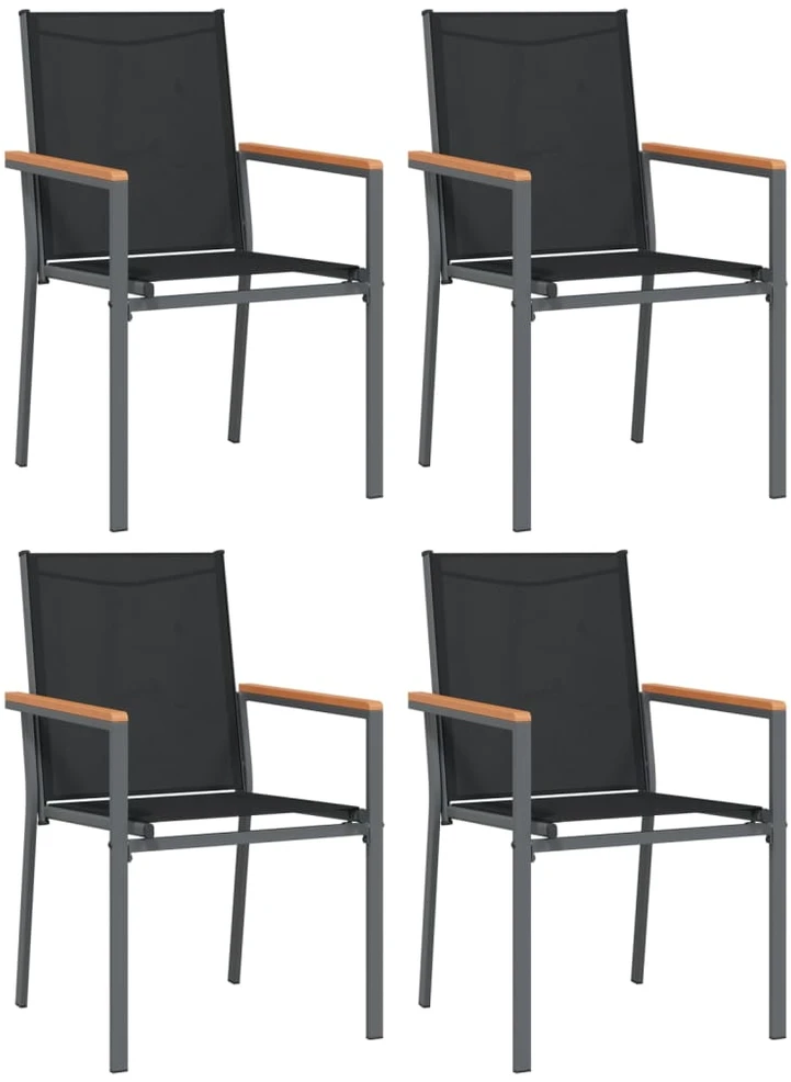 Lauko baldų komplektas Sodo valgomojo komplektas, 5 dalių, juodas, tekstilenas/plienas