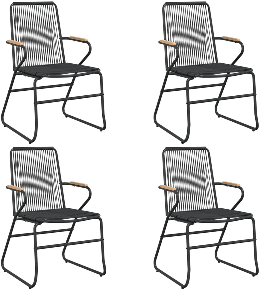 Lauko baldų komplektas Sodo valgomojo komplektas, 5 dalių, juodas, PVC ratanas