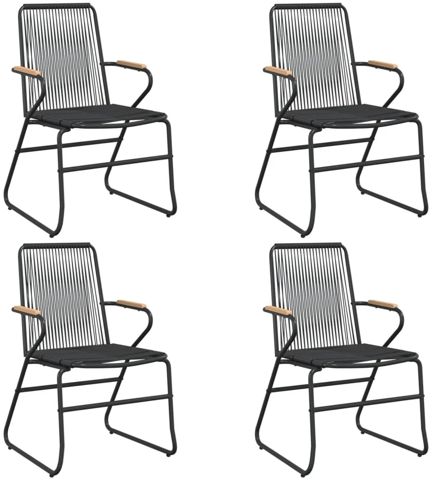 Lauko baldų komplektas Sodo valgomojo komplektas, 5 dalių, juodas, PVC ratanas