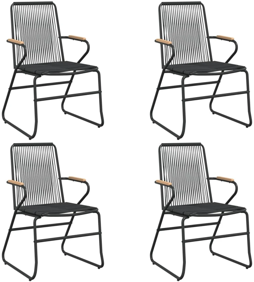 Lauko baldų komplektas Sodo valgomojo komplektas, 5 dalių, juodas, PVC ratanas