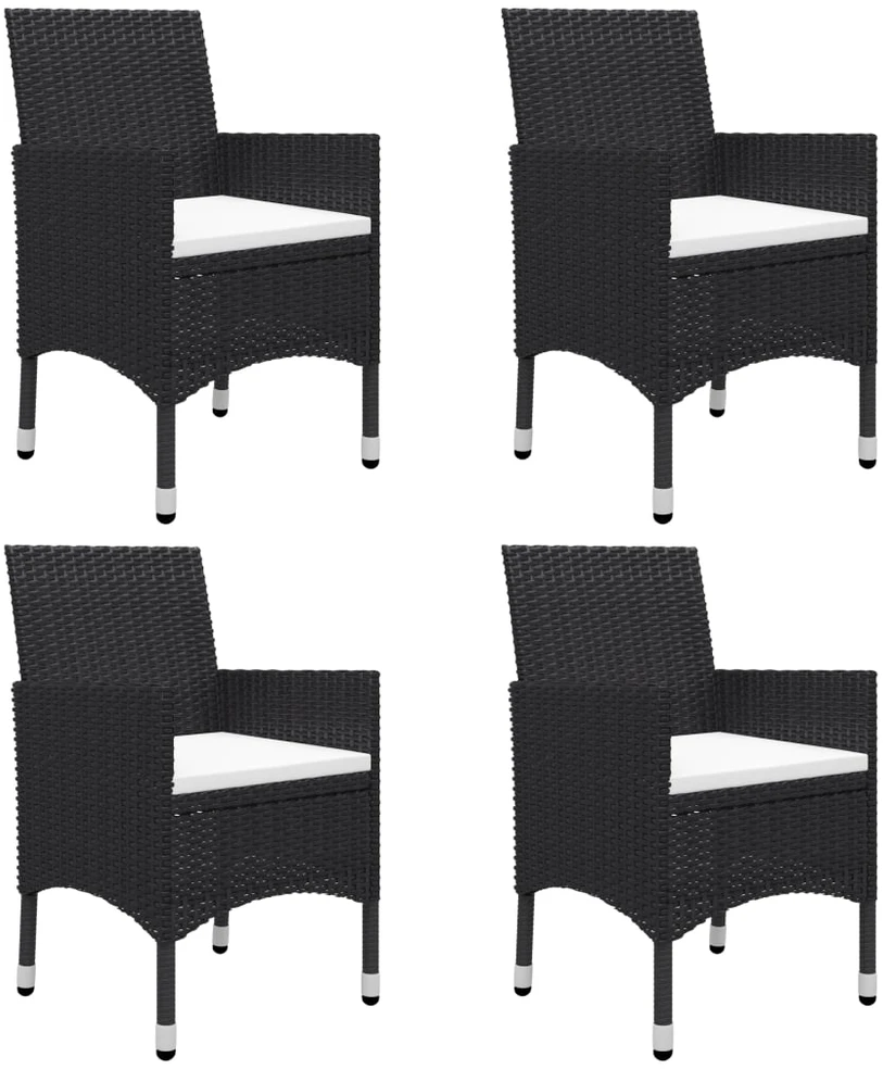 Lauko baldų komplektas Sodo valgomojo komplektas, 5 dalių, juodas (147876+2x46065)