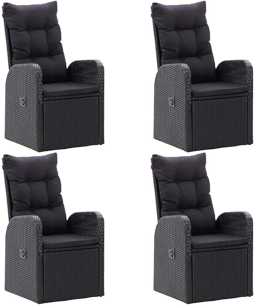 Lauko baldų komplektas Sodo valgomojo komplektas, 5 dalių, juodas (147876+2x46065)