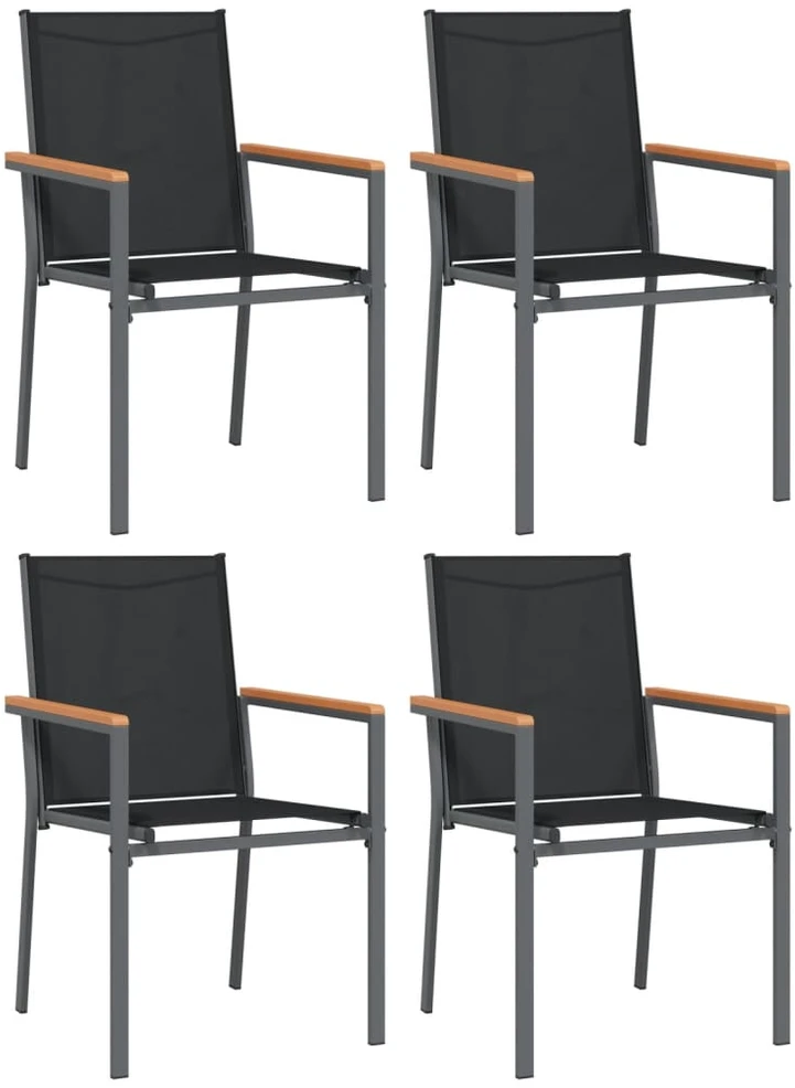 Lauko baldų komplektas Sodo valgomojo komplektas, 5 dalių, juodas, tekstilenas/plienas