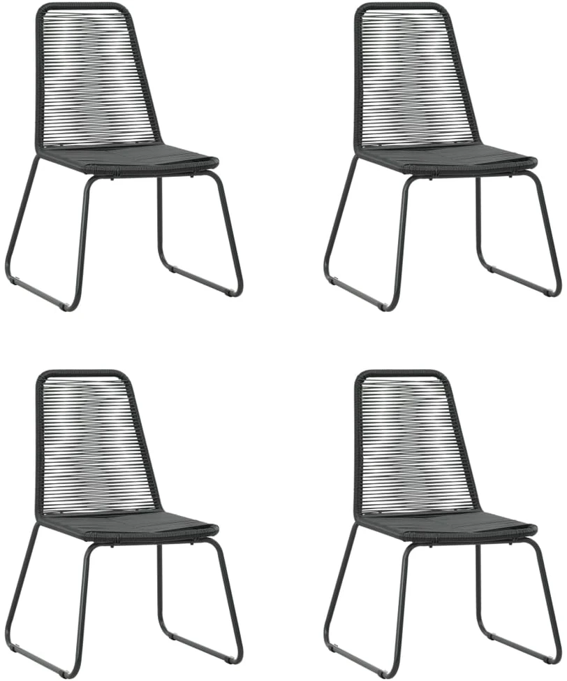 Lauko baldų komplektas Sodo valgomojo komplektas, 5 dalių, juodas, PVC ratanas