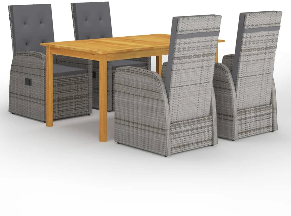 Lauko baldų komplektas Sodo valgomojo komplektas, 5 dalių, pilkas (147876+2x47676)