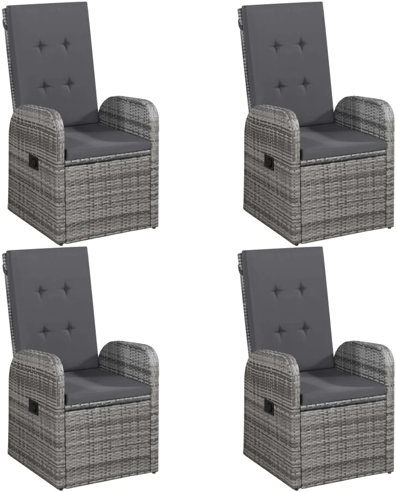 Lauko baldų komplektas Sodo valgomojo komplektas, 5 dalių, pilkas (147876+2x47676)