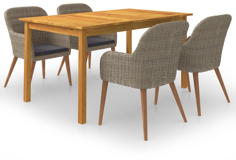 Lauko baldų komplektas Sodo valgomojo komplektas, 5 dalių, rudas (147876+2x44156)