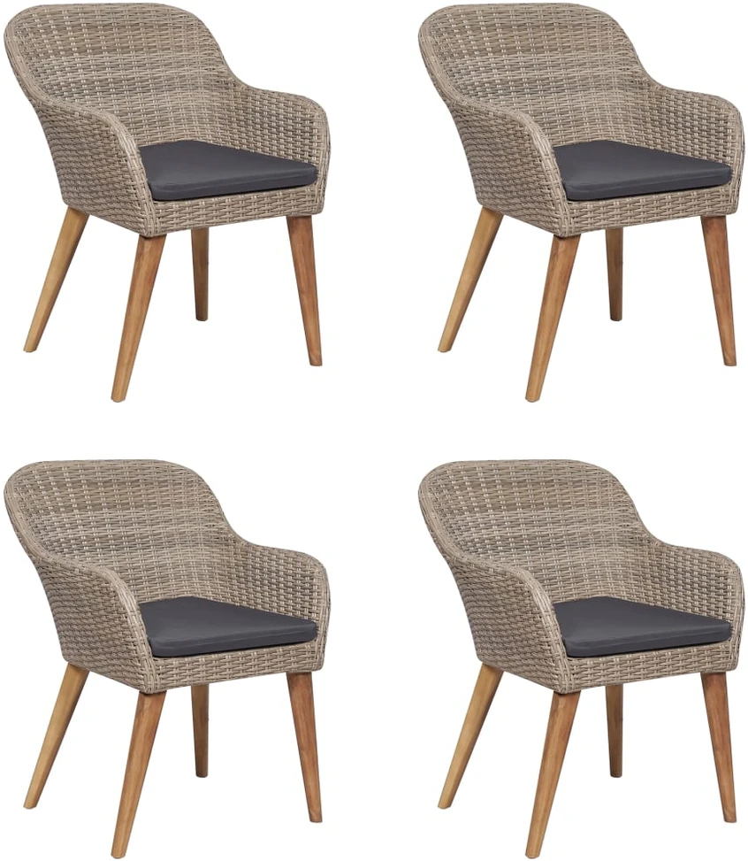 Lauko baldų komplektas Sodo valgomojo komplektas, 5 dalių, rudas (147876+2x44156)
