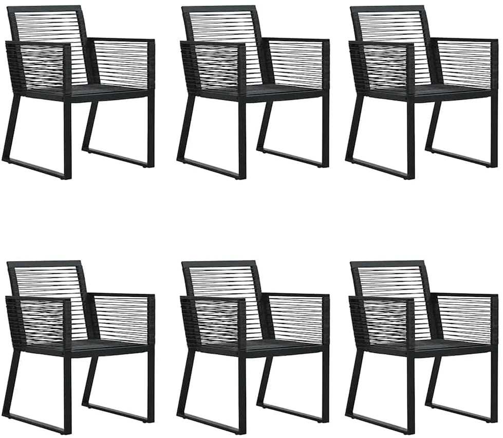 Lauko baldų komplektas Sodo valgomojo komplektas, 7 dalių, juodas, PVC ratanas
