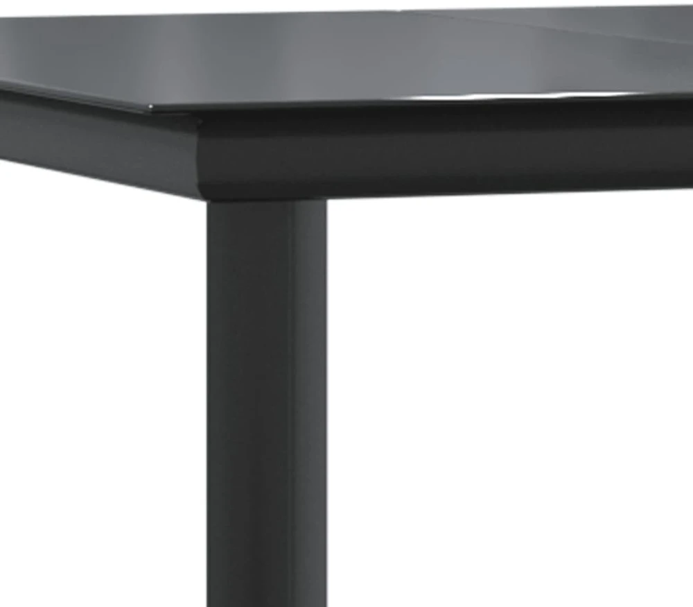Lauko baldų komplektas Sodo valgomojo komplektas, 7 dalių, juodas, plienas/tekstilenas