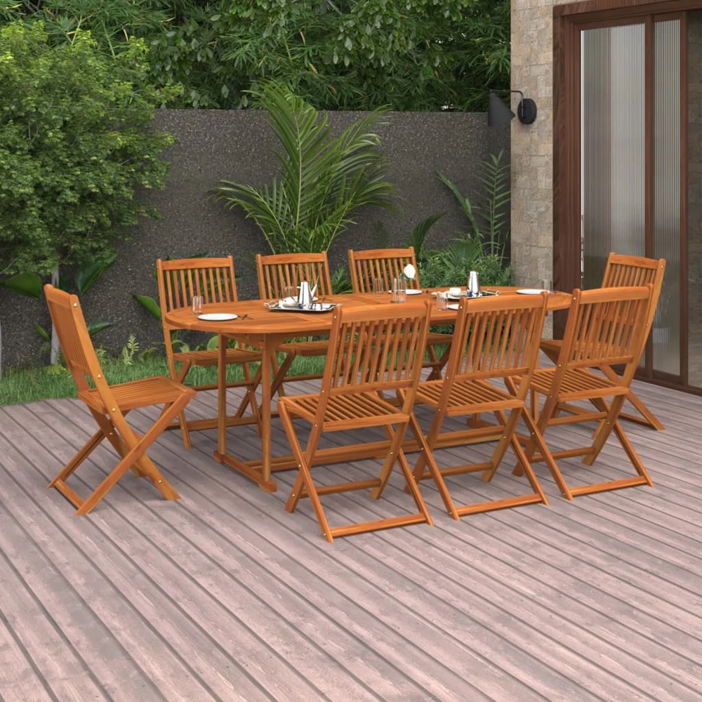 Lauko baldų komplektas Sodo valgomojo komplektas, 9 dalių, 220x90x75 cm, akacija