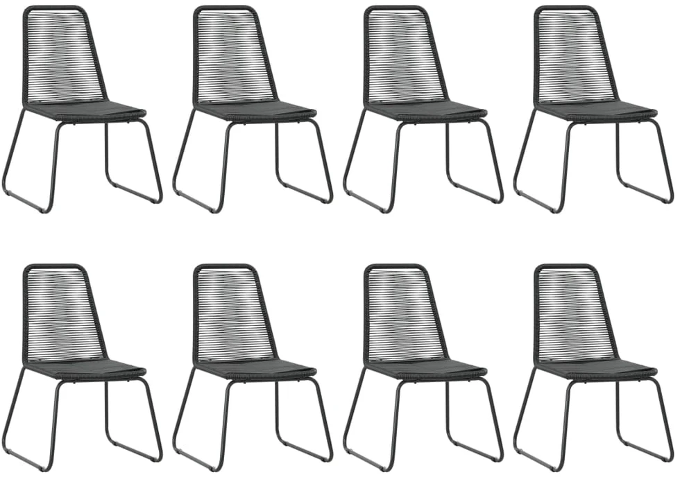 Lauko baldų komplektas Sodo valgomojo komplektas, 9 dalių, juodas, PVC ratanas