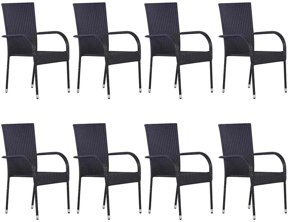 Lauko baldų komplektas Sodo valgomojo komplektas, 9 dalių, juodas (147877+2x310084)