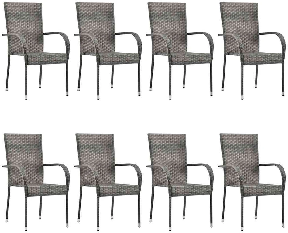 Lauko baldų komplektas Sodo valgomojo komplektas, 9 dalių, pilkas (147877+2x310085)