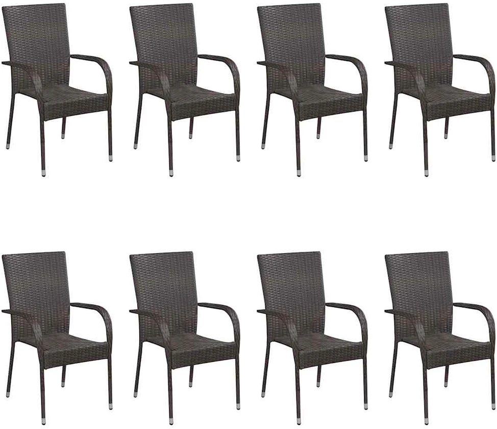 Lauko baldų komplektas Sodo valgomojo komplektas, 9 dalių, rudas (147877+2x310083)