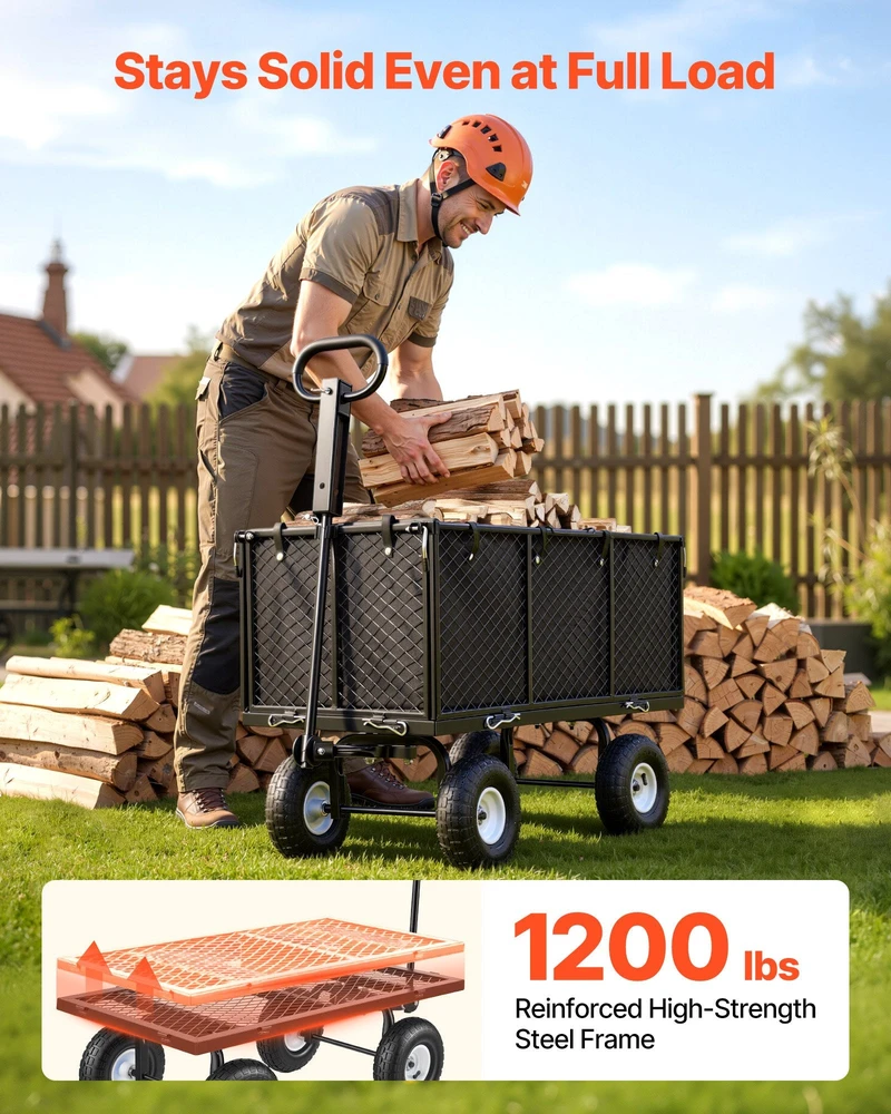 VEVOR sodo vežimėlis su plienine rankena 544 kg