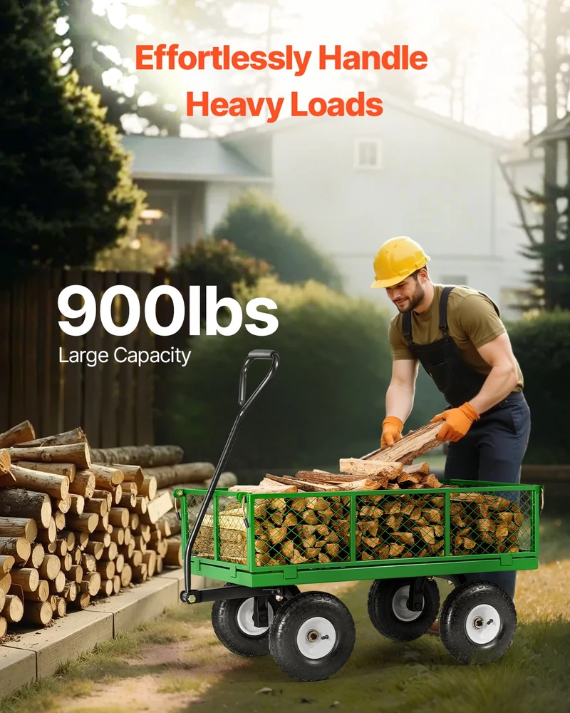 VEVOR Plieninis sodo vežimėlis 408 kg talpos