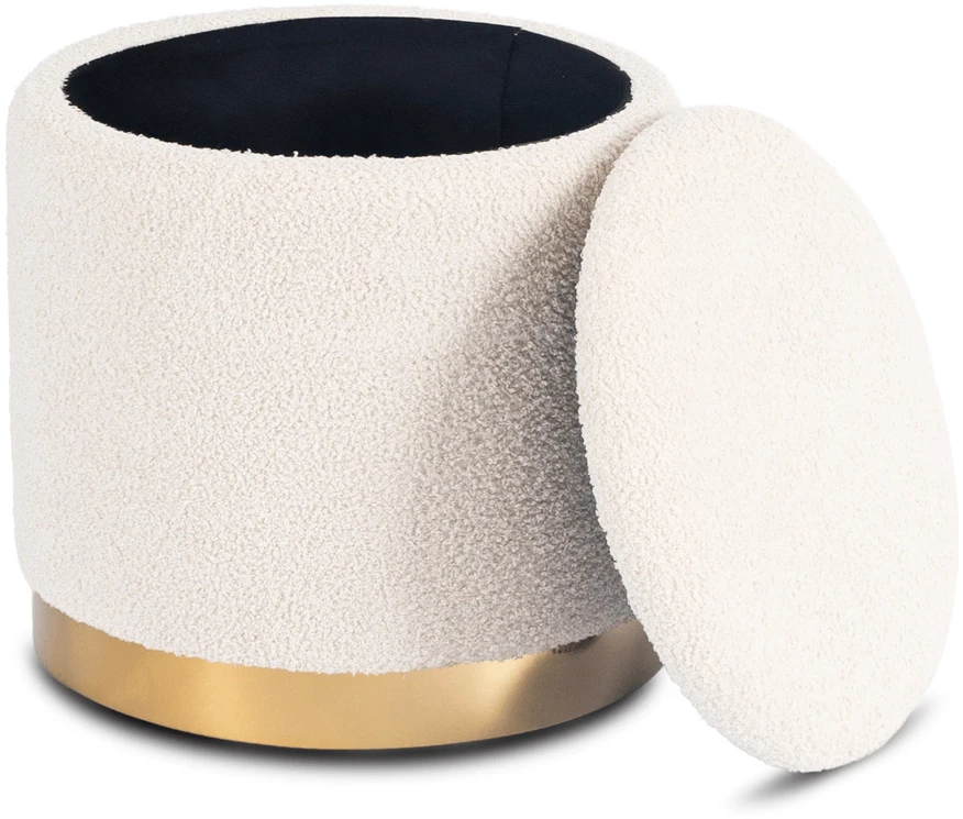 Sofa CARNOS KREMINĖS SPALVOS MINKŠTAS BUKLĖ PUFAS