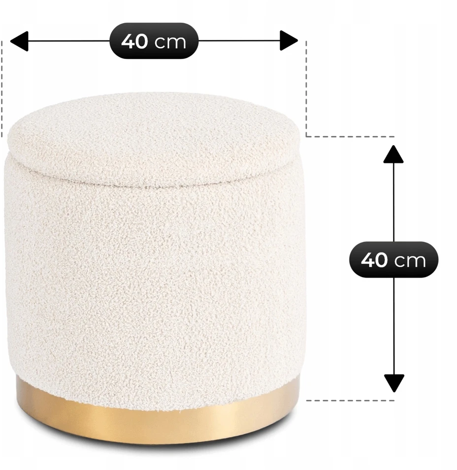 Sofa CARNOS KREMINĖS SPALVOS MINKŠTAS BUKLĖ PUFAS