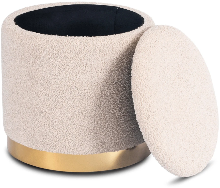 Sofa CARNOS SMĖLIO SPALVOS MINKŠTAS BUKLĖ PUFAS