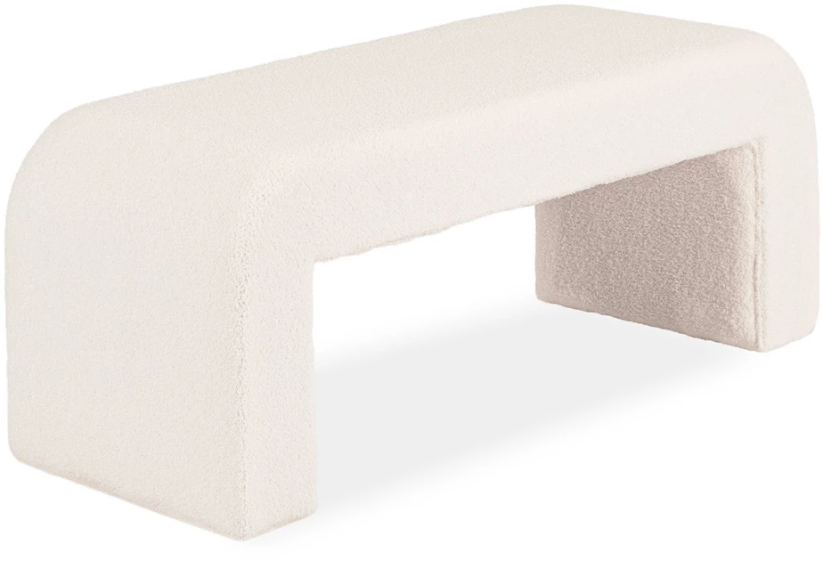 Sofa DELINO KREMINĖS SPALVOS BUKLĖ MINKŠTAS PUFAS