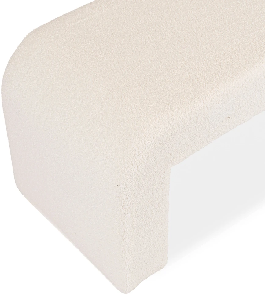 Sofa DELINO KREMINĖS SPALVOS BUKLĖ MINKŠTAS PUFAS