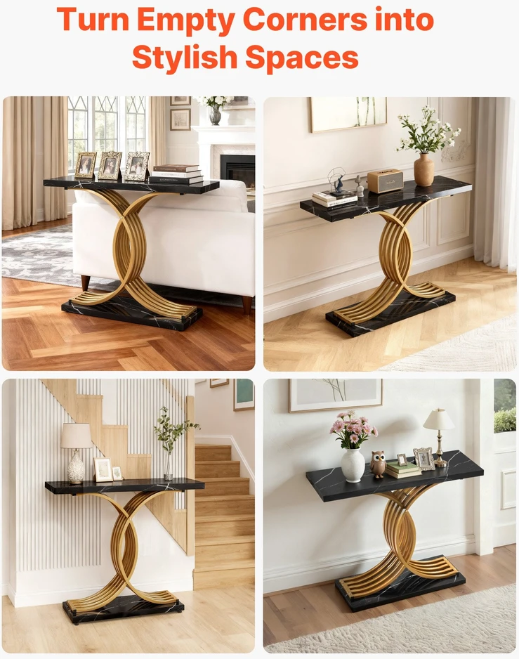 Lova VEVOR Auksinio dizaino konsolinis stalas 100 cm