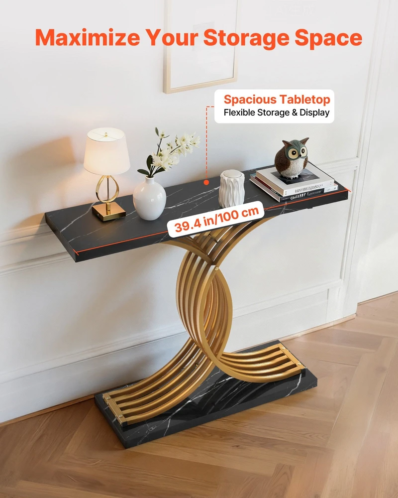 Lova VEVOR Auksinio dizaino konsolinis stalas 100 cm