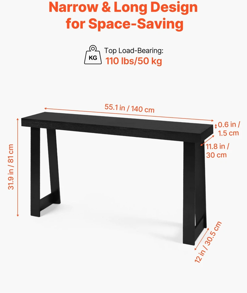 VEVOR 140 cm konsolinis stalas už sofos