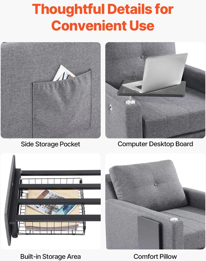 VEVOR Sofa-lova su reguliuojama atlošo padėtimi