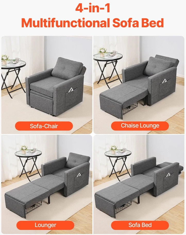 VEVOR Sofa-lova su reguliuojama atlošo padėtimi