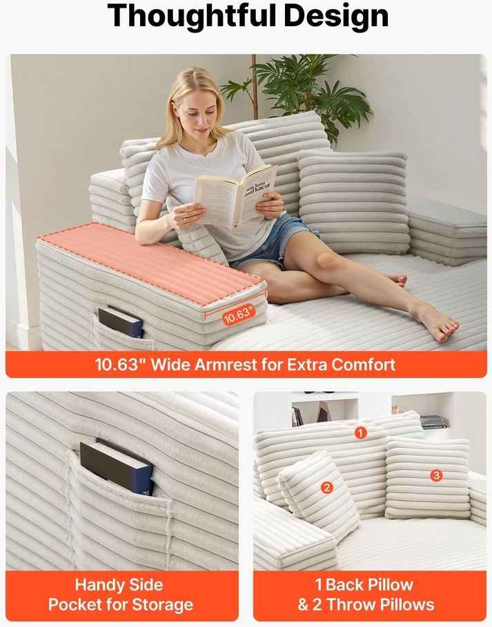 Sofa VEVOR Modernus fotelis-gultas su pagalvėmis