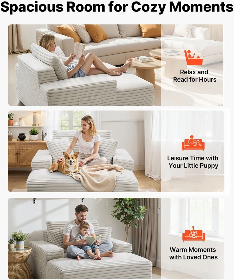 Sofa VEVOR Modernus fotelis-gultas su pagalvėmis