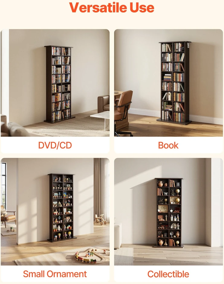 VEVOR Medijos laikymo spinta, 8 lygių DVD lentyna
