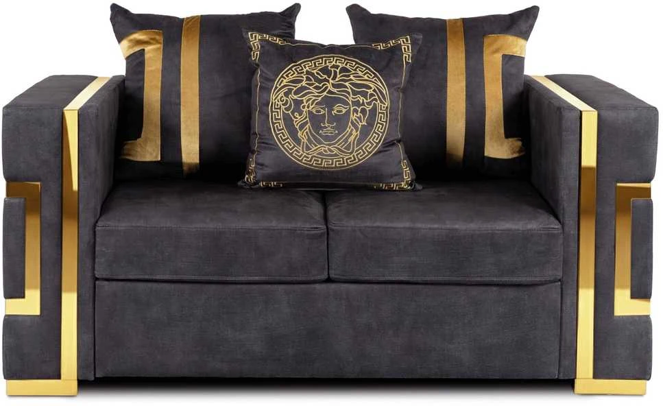 Sofa PALLAZO 2S Dwuosobowa Juodai/Złota