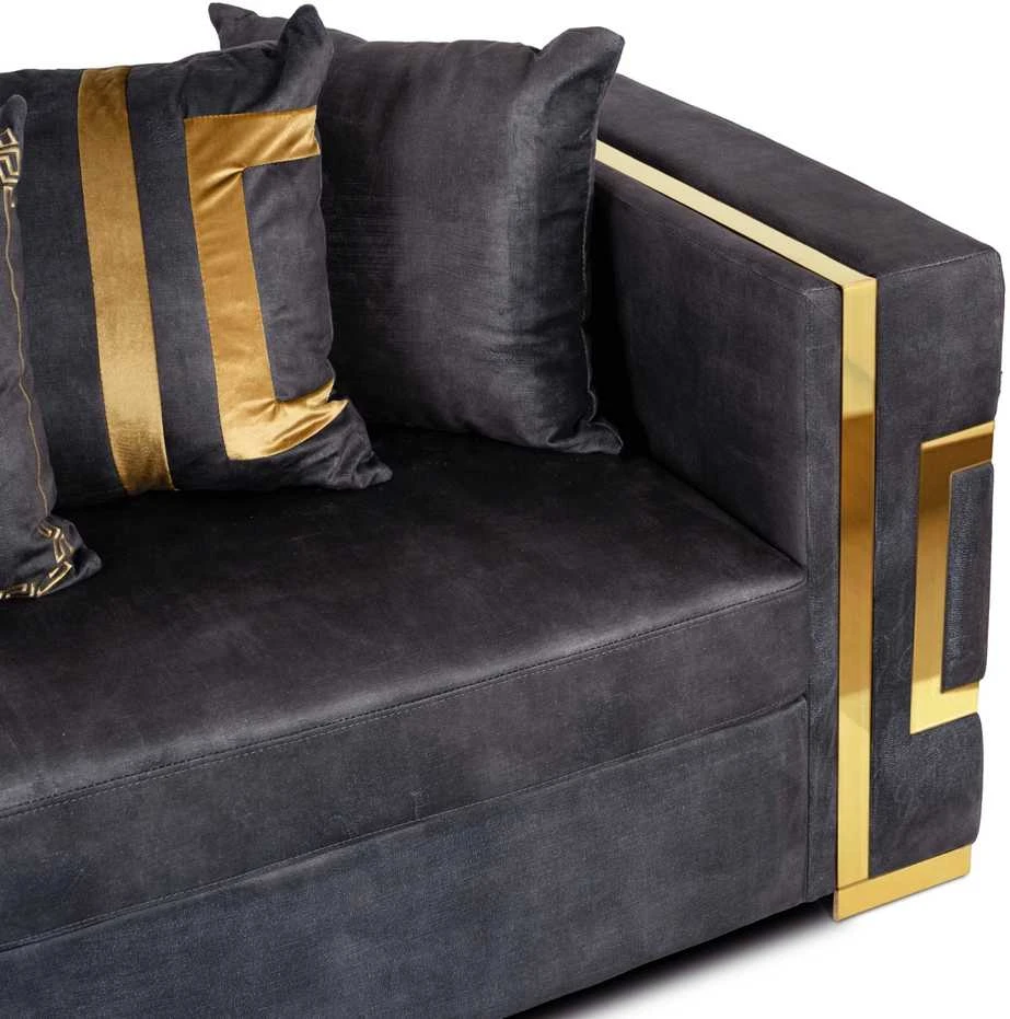 Sofa PALLAZO 2S Dwuosobowa Juodai/Złota