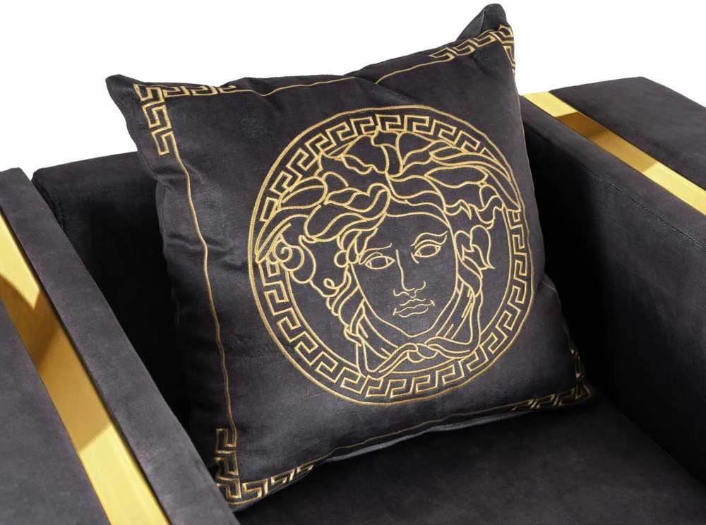 Sofa PALLAZO 2S Dwuosobowa Juodai/Złota