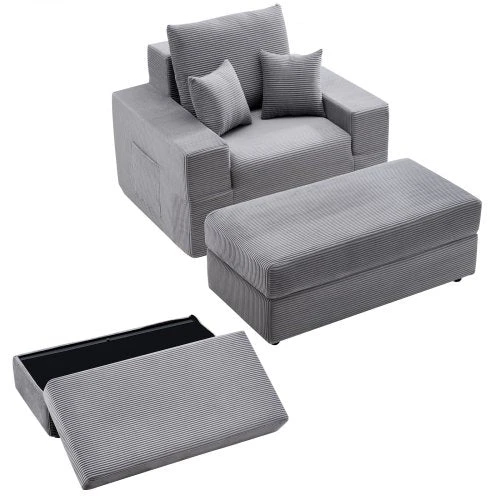 Sofa Vevor Pilka šezlonginė kėdė su pagalvėmis
