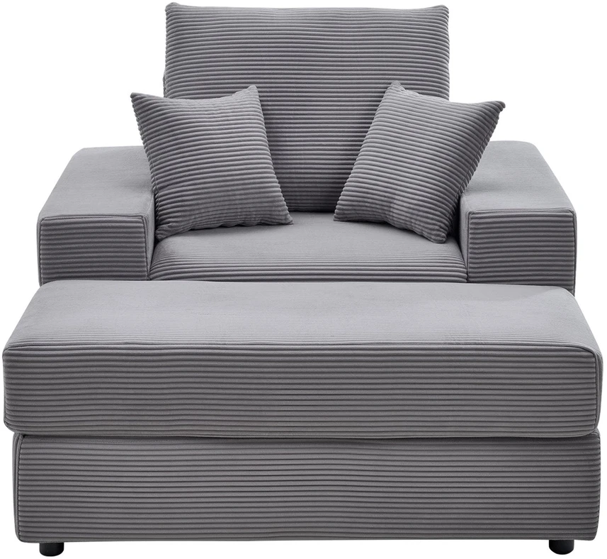 Sofa Vevor Pilka šezlonginė kėdė su pagalvėmis
