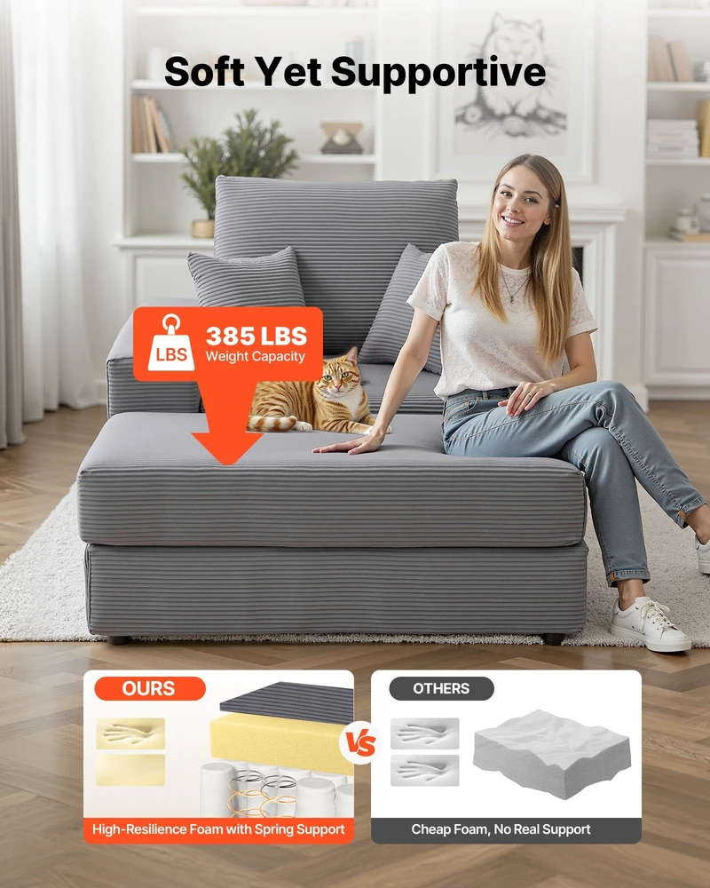 Sofa Vevor Pilka šezlonginė kėdė su pagalvėmis