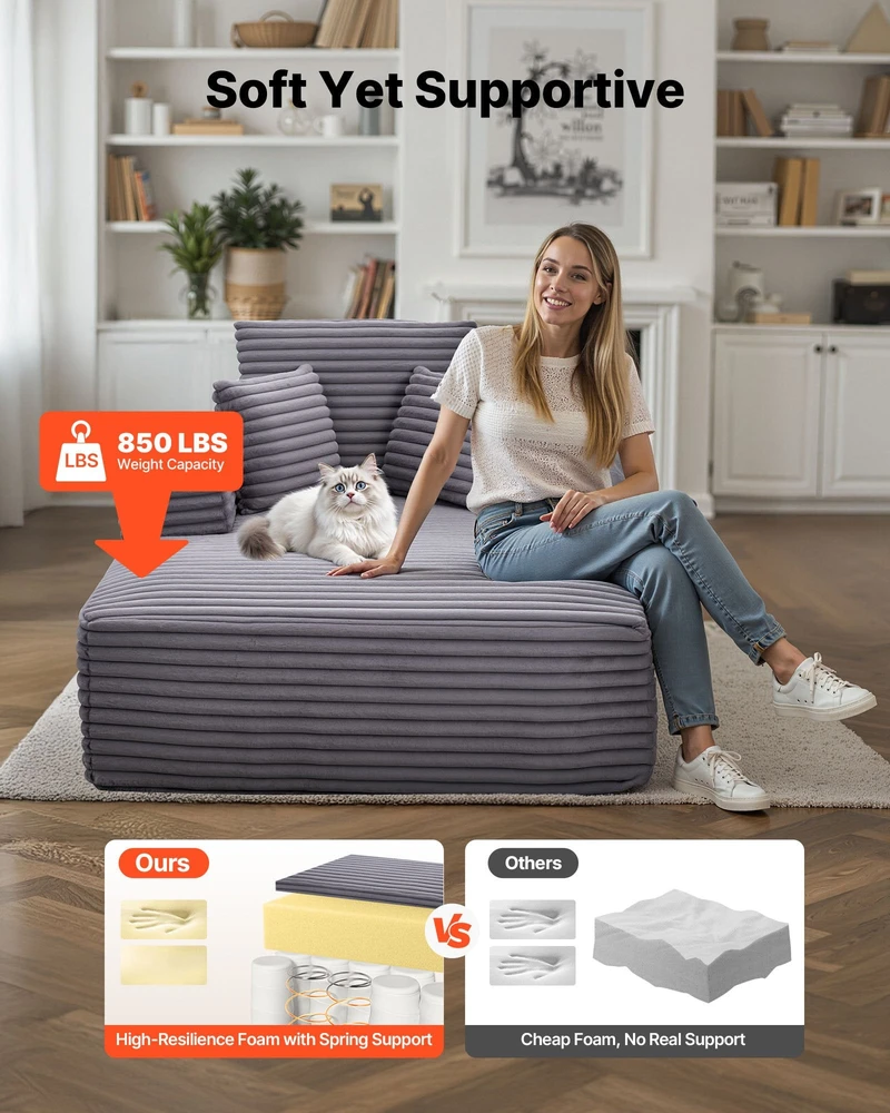 Sofa VEVOR miegamojo krėslas su pagalvėlėmis