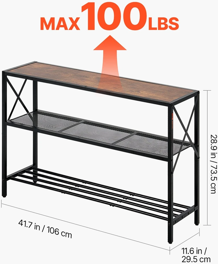 VEVOR Siauros konsolės sofa su 3 lentynomis