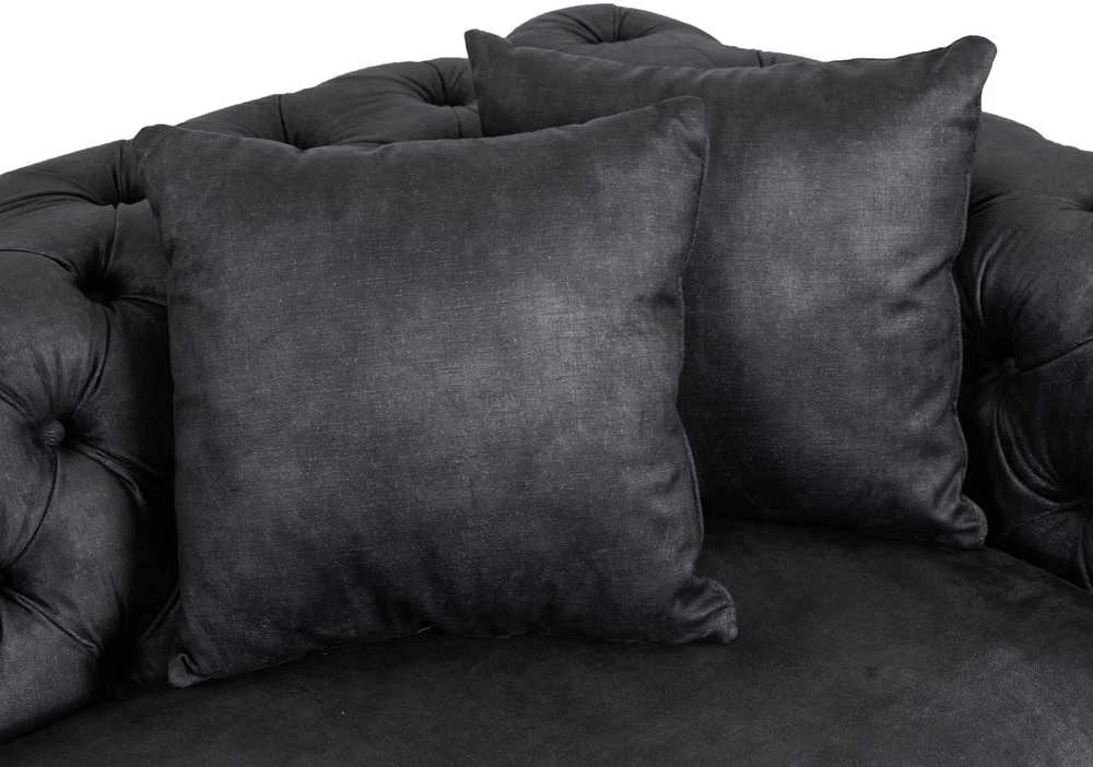 Morentas MORRENTO trivietė sofa, tamsiai pilka, aksominė, modernus žavesys