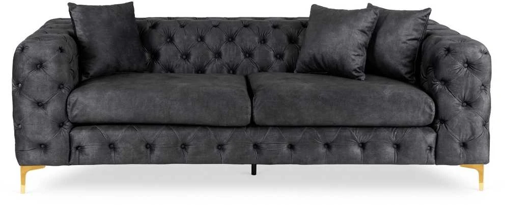 Morentas MORRENTO trivietė sofa, tamsiai pilka, aksominė, modernus žavesys