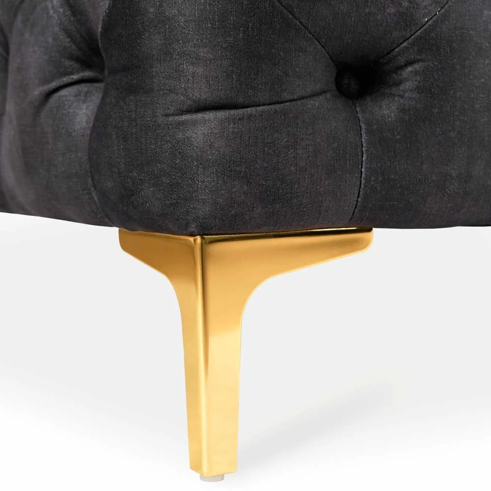 Morentas MORRENTO trivietė sofa, tamsiai pilka, aksominė, modernus žavesys