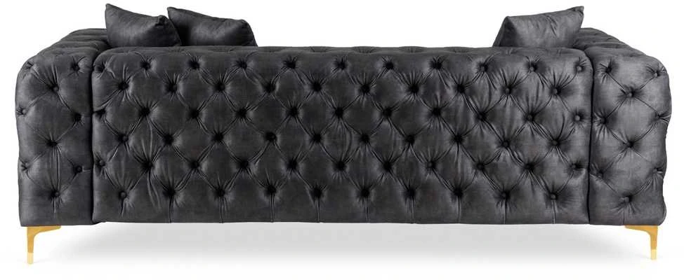 Morentas MORRENTO trivietė sofa, tamsiai pilka, aksominė, modernus žavesys
