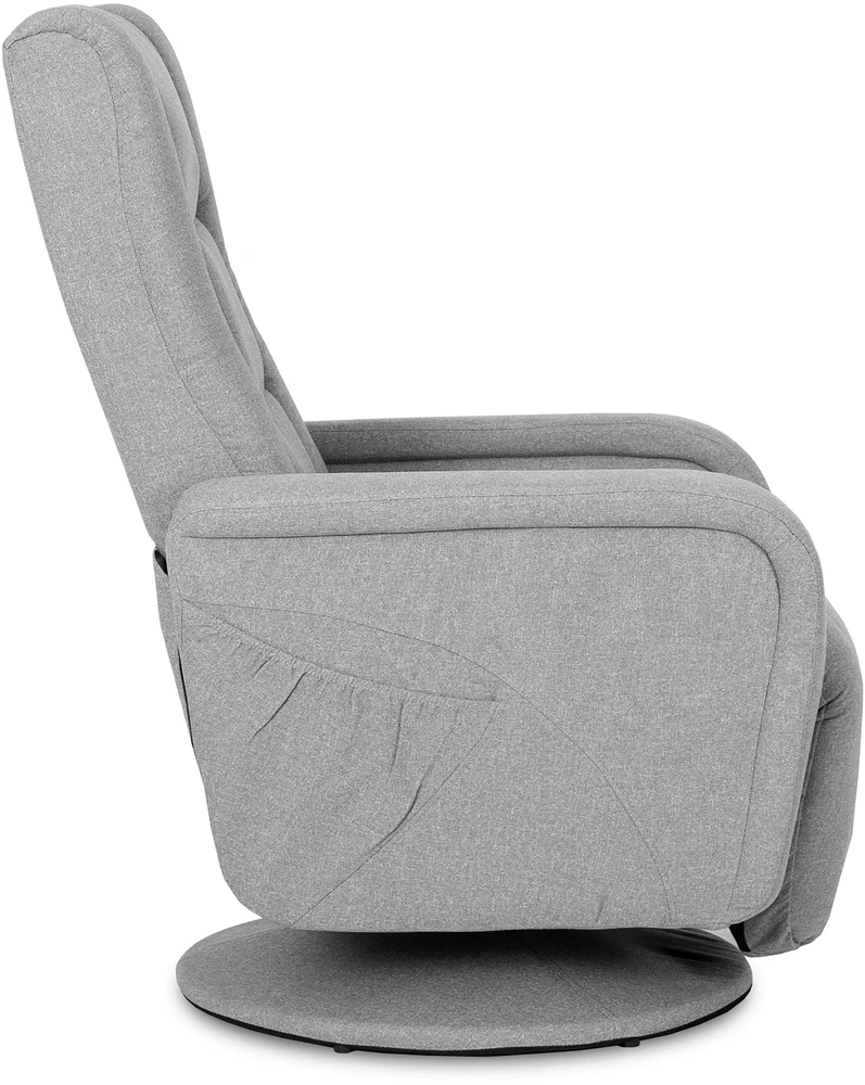 Sofa SPIKE 2 modernus pilkas pasukamas masažinis atlošiamas fotelis su kojų atrama