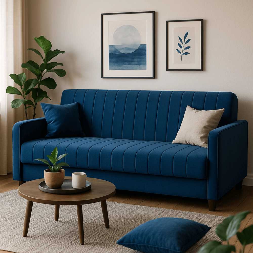 Mebel Elite Išskleidžiama sofa-lova, 198 cm, tamsiai mėlyna, veliūrinė
